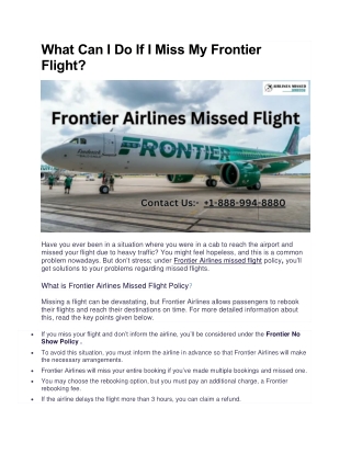 what can i do if i miss my frontier flight