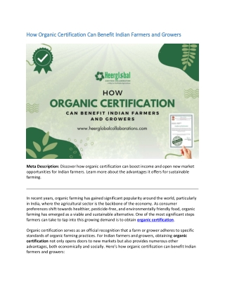 How Organic Certification Can Benefit Indian Farmers and Growers