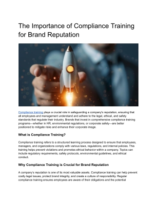 the importance of compliance training for brand