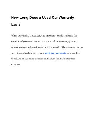 How Long Does a Used Car Warranty Last_