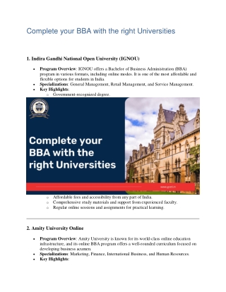 Complete your BBA with the right Universities