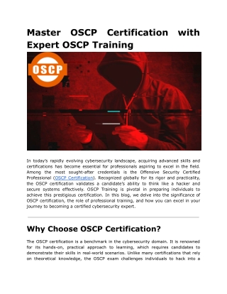 master expert oscp training