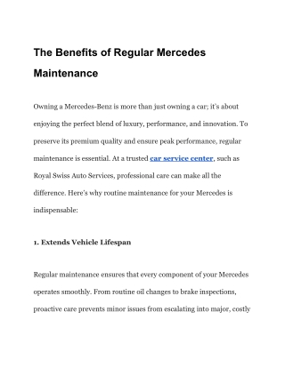 The Benefits of Regular Mercedes Maintenance