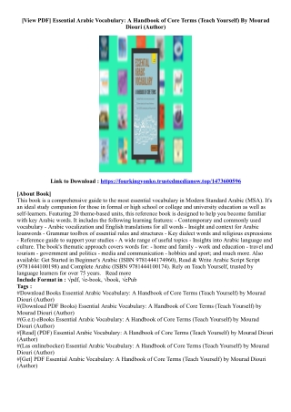 [Free Book] Essential Arabic Vocabulary: A Handbook of Core Terms (Teach Yoursel