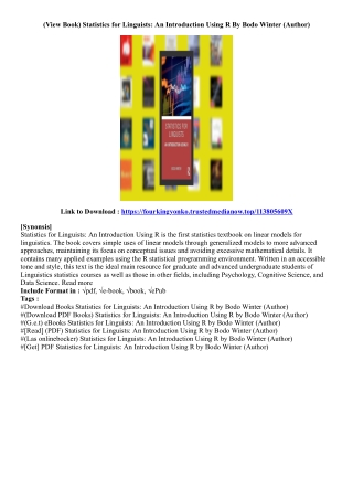 (Get Ebook) Statistics for Linguists: An Introduction Using R By Bodo Winter (Au
