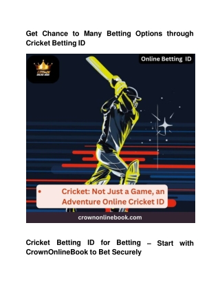 Get Chance to Many Betting Options through Cricket Betting ID