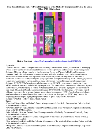 (Kindle Book) Little and Falace's Dental Management of the Medically Compromised