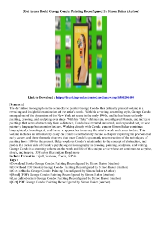 [Best Ebook] George Condo: Painting Reconfigured By Simon Baker (Author)