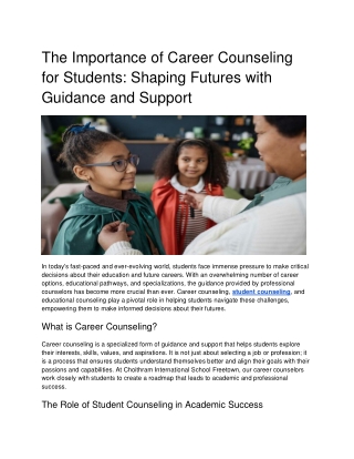 The Importance of Career Counseling for Students_ Shaping Futures with Guidance and Support