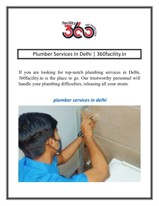Plumber Services In Delhi | 360facility.in
