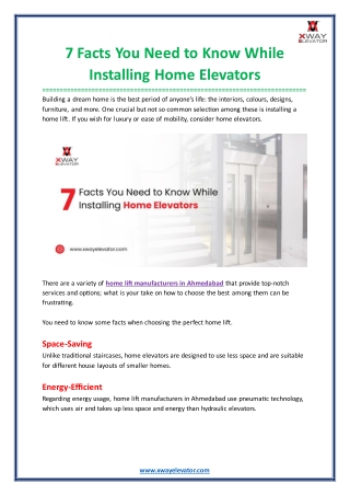 7 facts you need to know while installing home