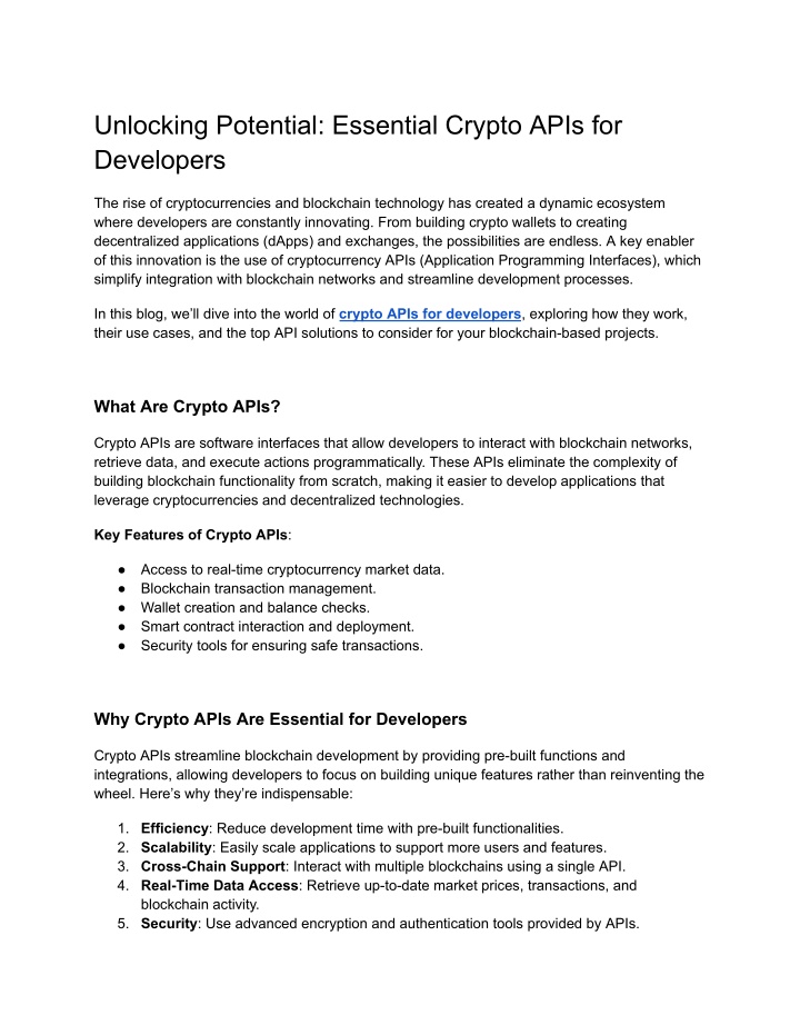 unlocking potential essential crypto apis