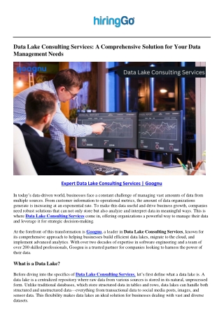 data lake consulting services a comprehensive