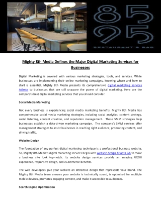 Mighty 8th Media Defines the Major Digital Marketing Services for Businesses