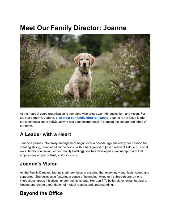 meet our family director joanne