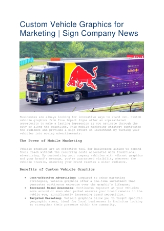 Custom Vehicle Graphics for Marketing  Sign Company News