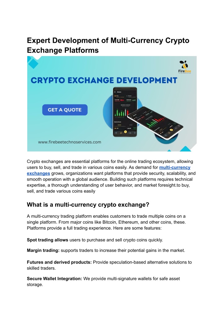 expert development of multi currency crypto