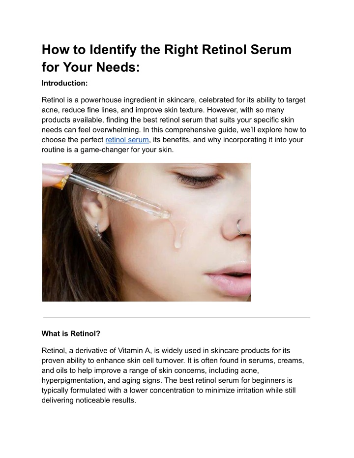 how to identify the right retinol serum for your