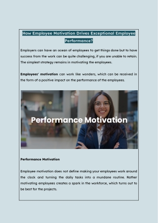 how employee motivation drives exceptional