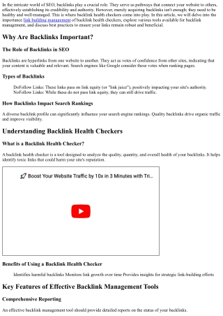 Backlink Health Checkers: Ensuring Your Links are Always in Top Shape