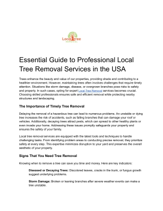 essential guide to professional local tree
