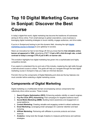 Digital Marketing Course in Sonipat