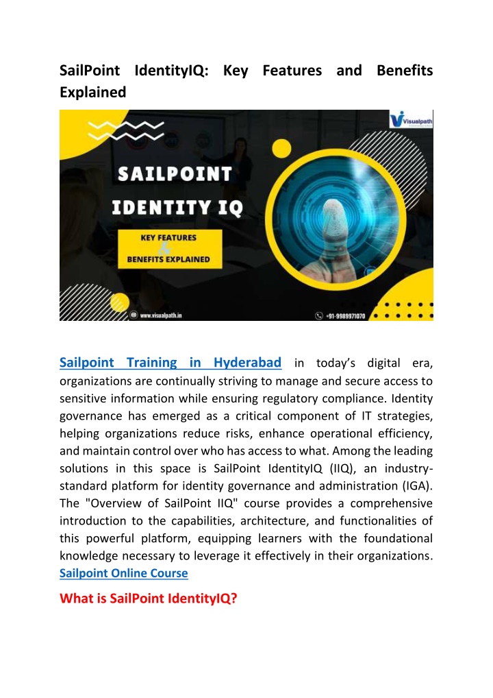 sailpoint identityiq key features and benefits