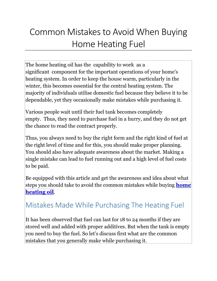 common mistakes to avoid when buying home heating