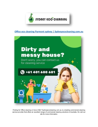 Office eco cleaning Pyrmont sydney | Sydneyecocleaning.com.au