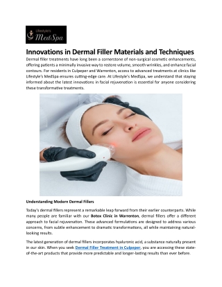 Innovations in Dermal Filler Materials and Techniques