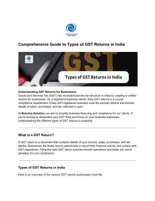 Comprehensive Guide to Types of GST Returns in India