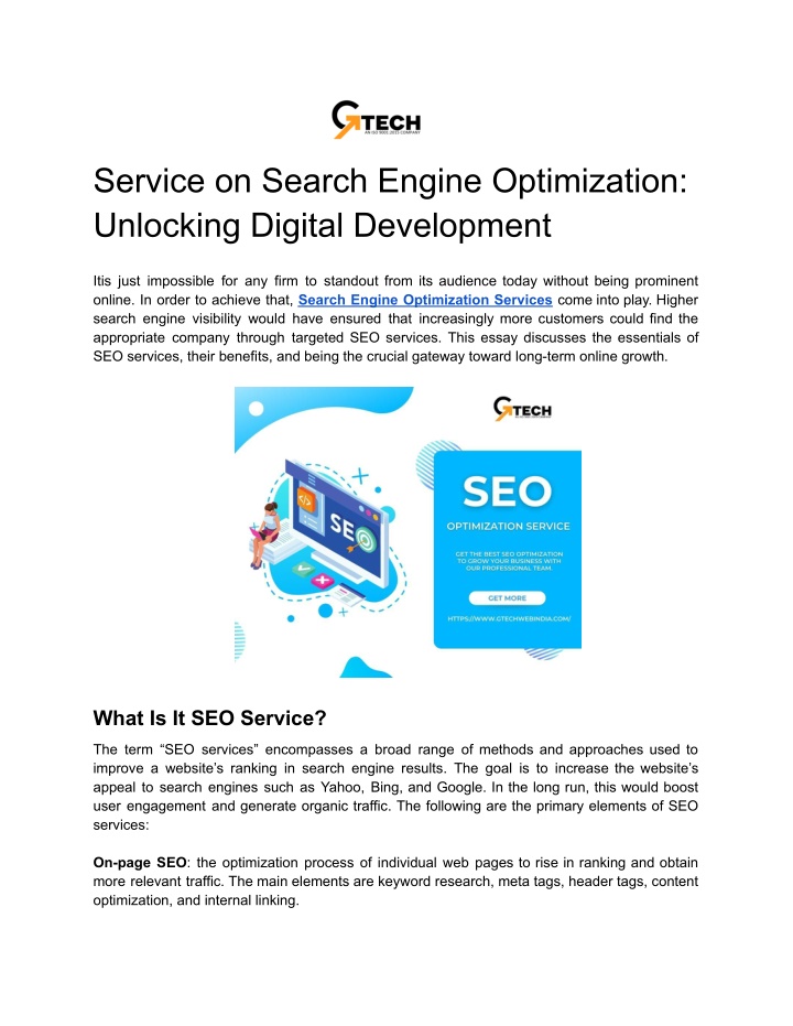 service on search engine optimization unlocking