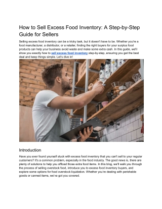 how to sell excess food inventory a step by step