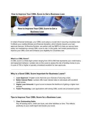 How to Improve Your CIBIL Score to Get a Business Loan