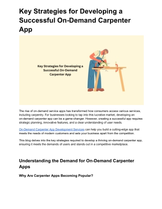 Key Strategies for Developing a Successful On-Demand Carpenter App