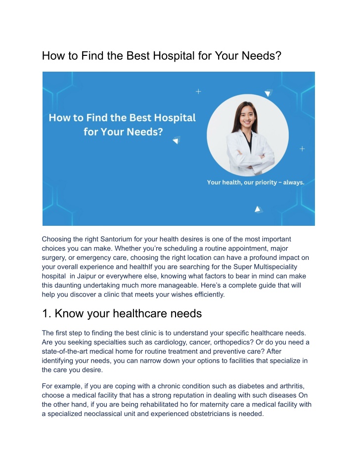 how to find the best hospital for your needs