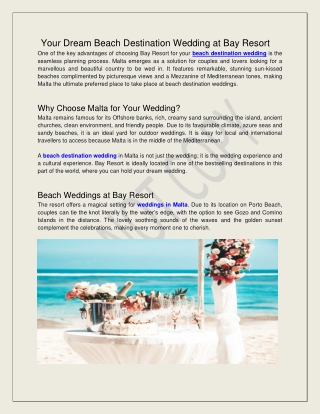 Your Dream Beach Destination Wedding at Bay Resort