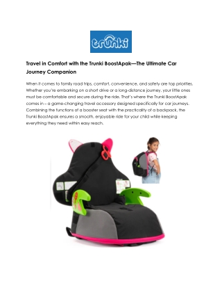 Travel in Style with Trunki BoostApak