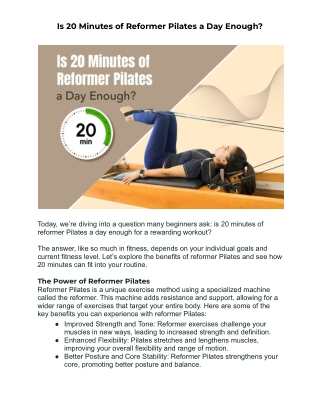 Is 20 Minutes of Reformer Pilates a Day Enough