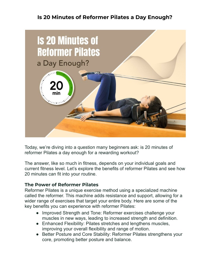 PPT Is 20 Minutes of Reformer Pilates a Day Enough PowerPoint