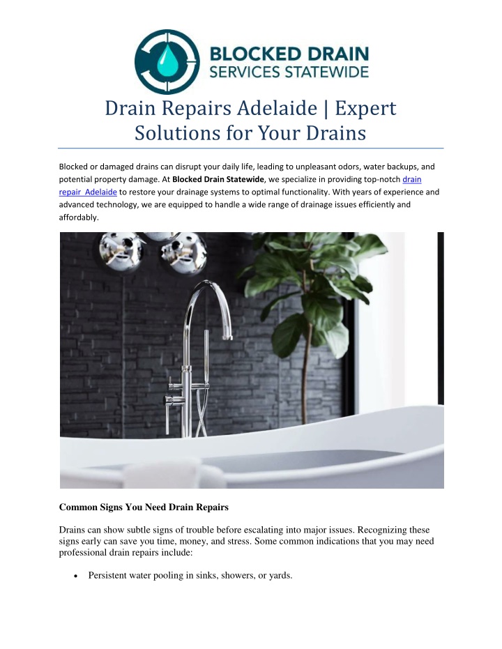 drain repairs adelaide expert solutions for your