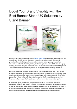 Boost Your Brand Visibility with the Best Banner Stand UK Solutions by Stand Banner