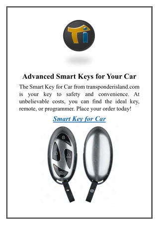 Advanced Smart Keys for Your Car