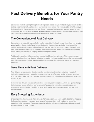 fast delivery benefits for your pantry needs
