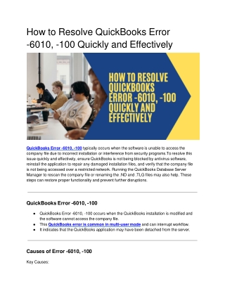 how to resolve quickbooks error 6010 100 quickly and effectively