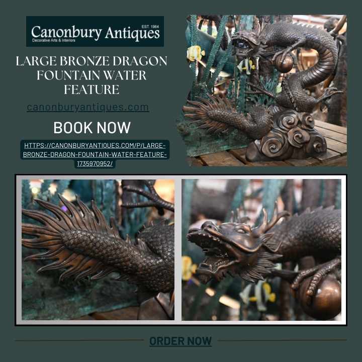 large bronze dragon fountain water feature