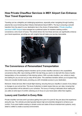 How Private Chauffeur Services in MSY Airport Can Enhance Your Travel Experience-1