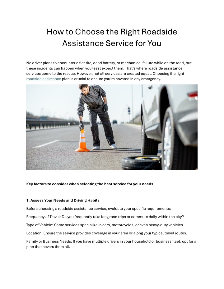 how to choose the right roadside assistance