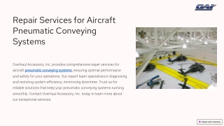 Repair Services for Aircraft Pneumatic Conveying Systems