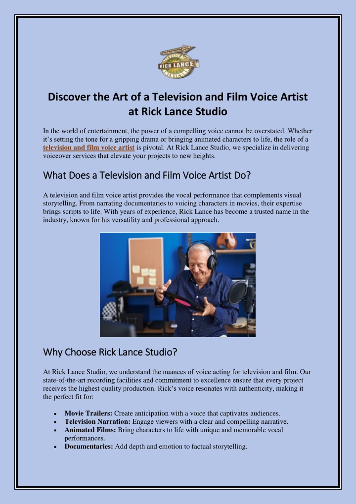 discover the art of a television and film voice